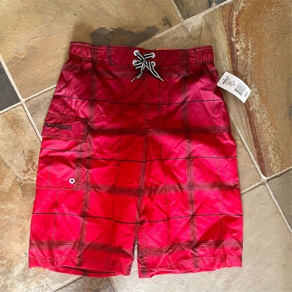 ZeroXposur Plaid Board Shorts Red Size M with Cargo Pocket - Picture 1 of 5